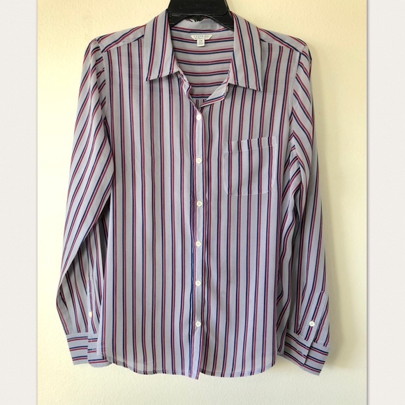 I Love H81 Gray Striped Button Down Size Large - Picture 2 of 6